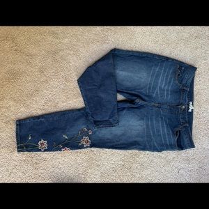 Embroidered Flower Jeans
